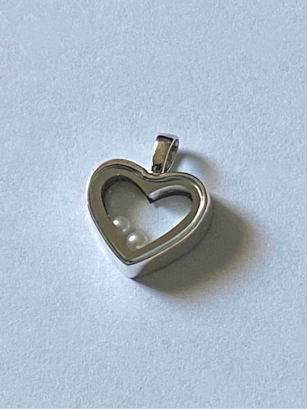 Sterling Silver Heart Pendant with Floating Freshwater Pearls